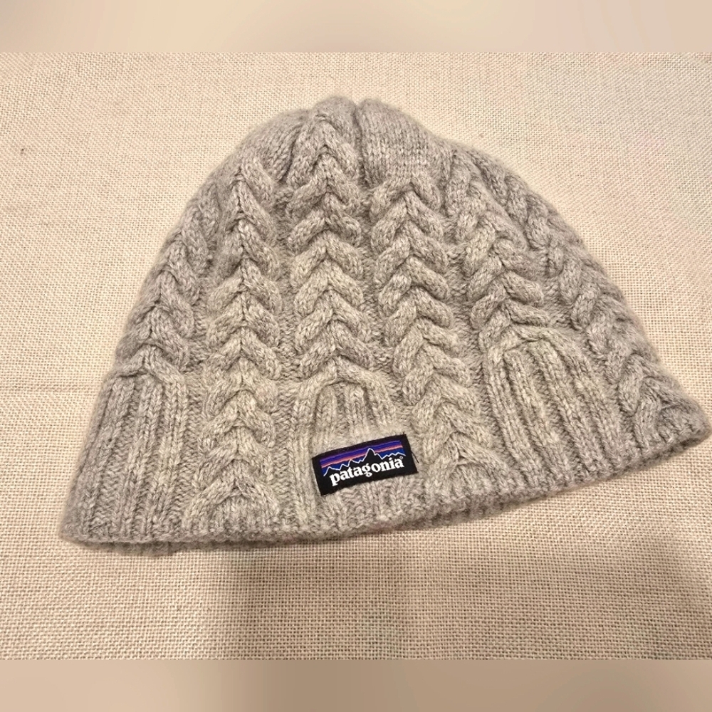 Patagonia Beanie Stocking Cap Cable Knit Sweater OS Grey Streetwear Preppy